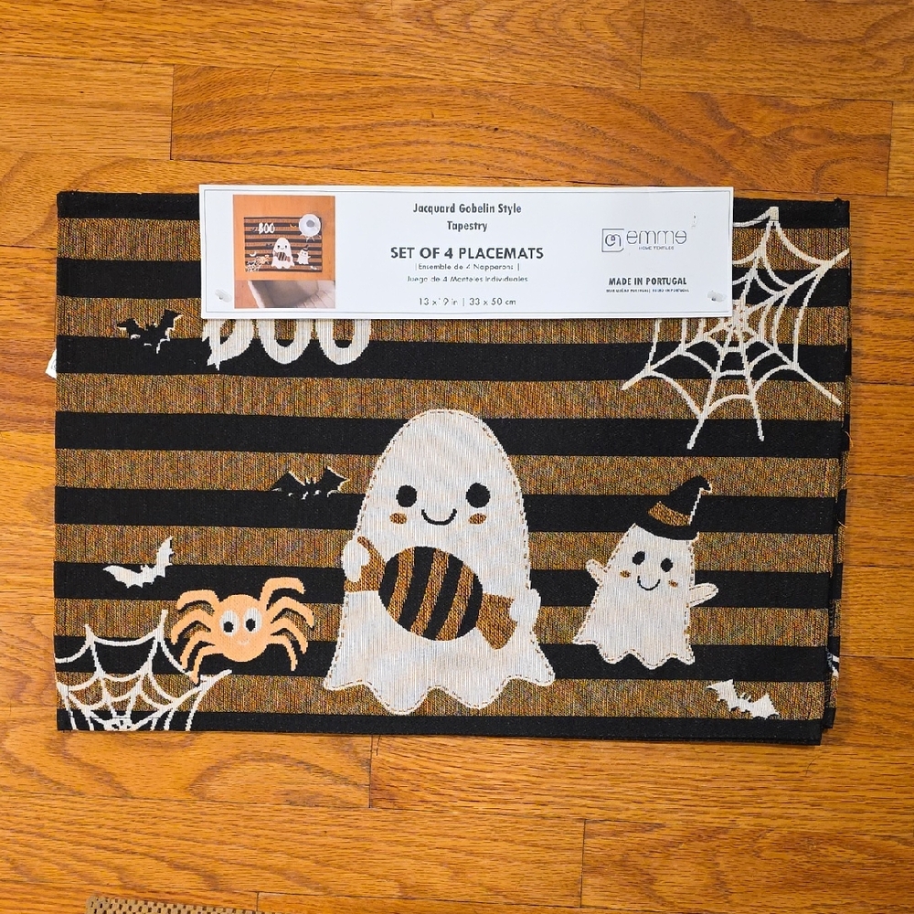 Emme Ghost and Spider Halloween Placemats Set Of 4
